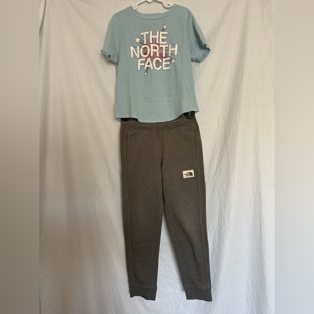 The North Face Kids Shirt & Pants Set  - Light Blue and Dark Gray